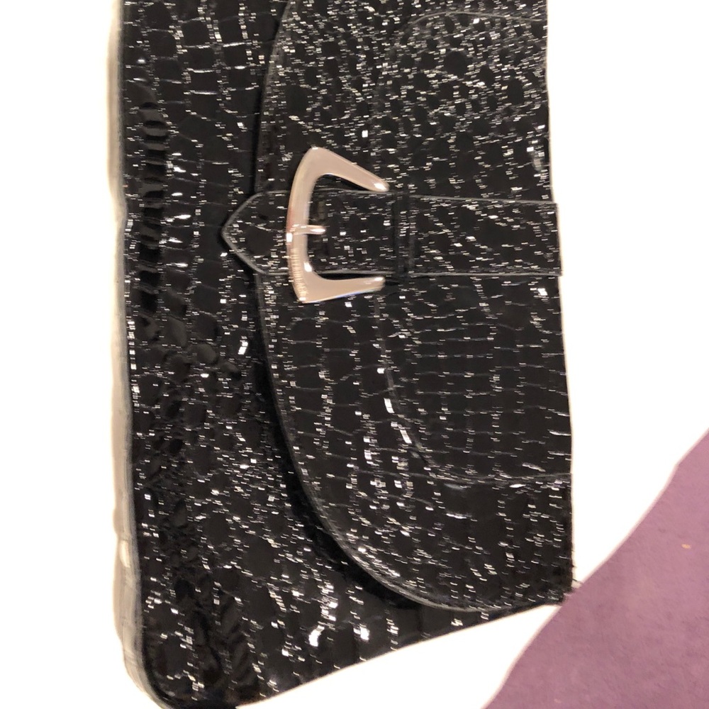 Gorgeous Black Croc Lacquered Clutch